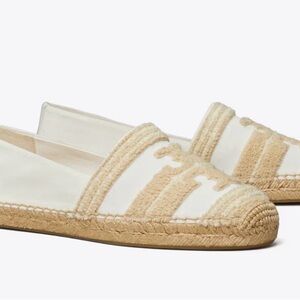 NWT - Tory Burch Double T Espadrille - Canvas/White Size 8